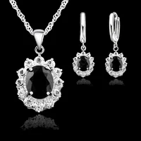 Ensemble de bijoux princesse élégante, collier de fiançailles, boucles d'oreilles, couleur argent Sterling 925, cristal de zircone cubique, cadeaux 1