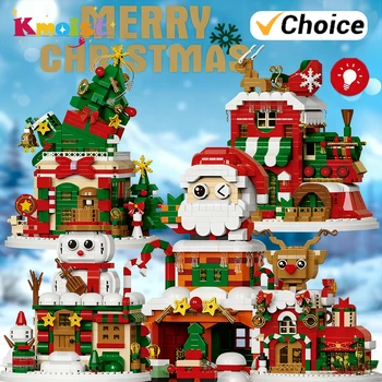 Christmas Gifts Building Block Series Santa Claus Reindeer Puzzle Assembling Bricks Xmas Party Table Decoration Children's Toys