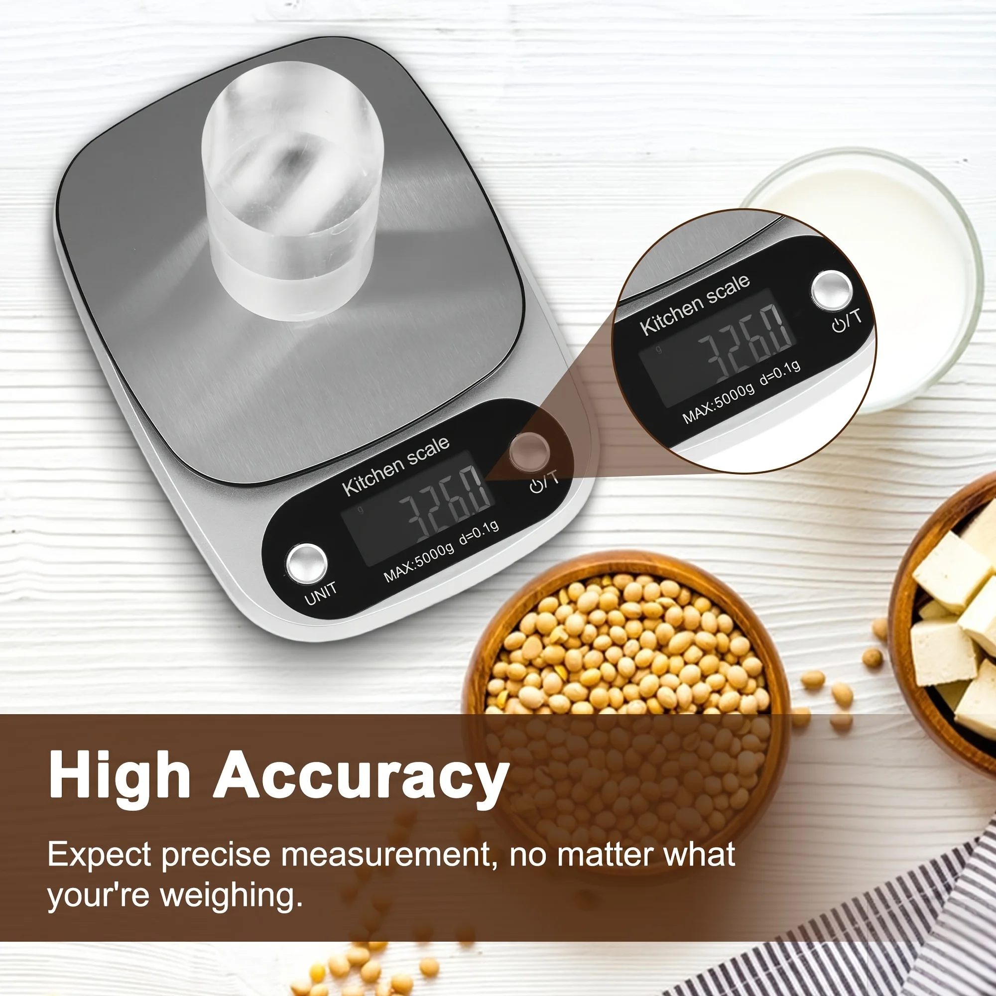Premium Digital Kitchen Scale with High Precision and LCD Display - Stainless Steel Platform for Cooking and Baking