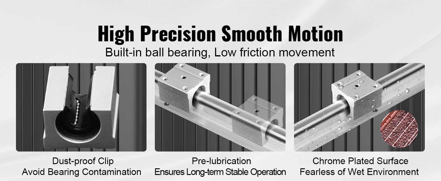 SucceBuy 2PCS Linear Guide Rails SBR16 SBR25 1500-2200mm & 4PCS UU Bearing Blocks Smooth Motion DIY Mills CNC Parts