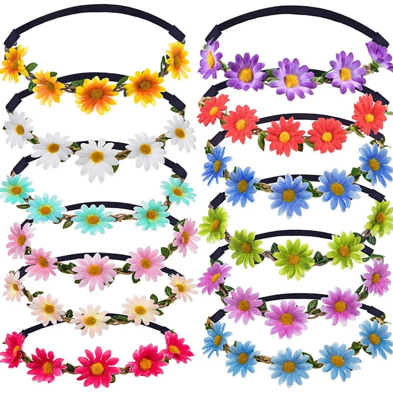 

Multicolor Daisy Flowers Headband Girl Elastic Sunflower Hair Band Bohemian Hair Ornaments Summer Sea Beach Hair Accessories