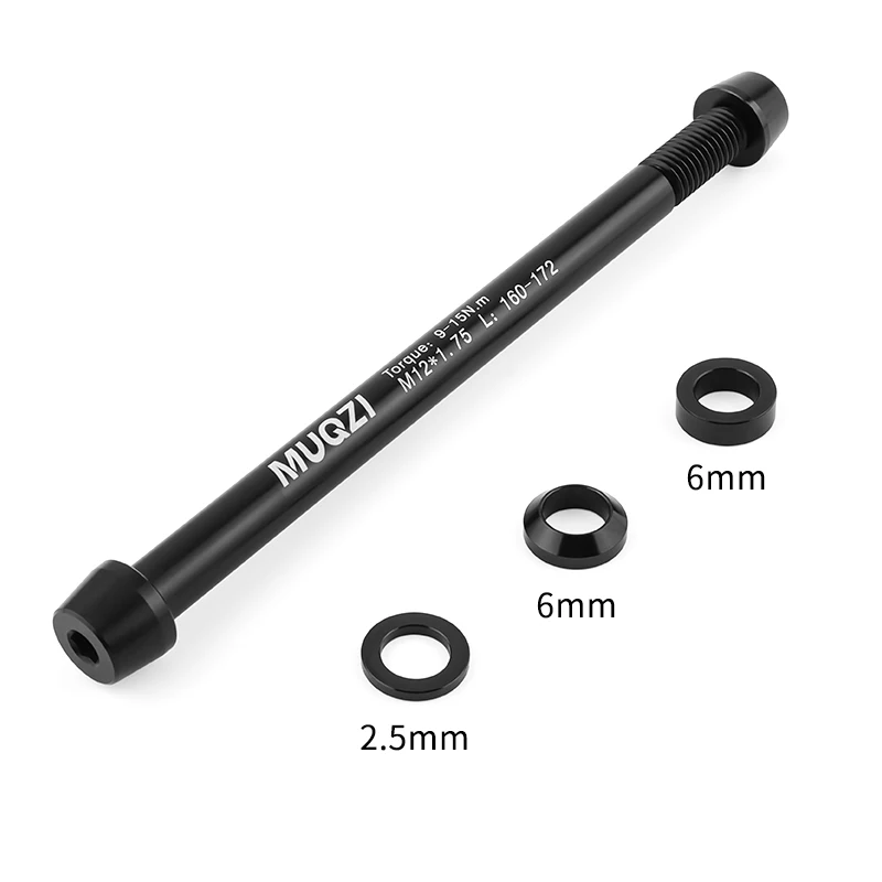 MUQZI 트레이너 스루 액슬 어댑터 M12 x 1.5/1.75 스레드 160-172mm 166-178mm 샤프트 자전거 바퀴 퀵 릴리스 꼬치