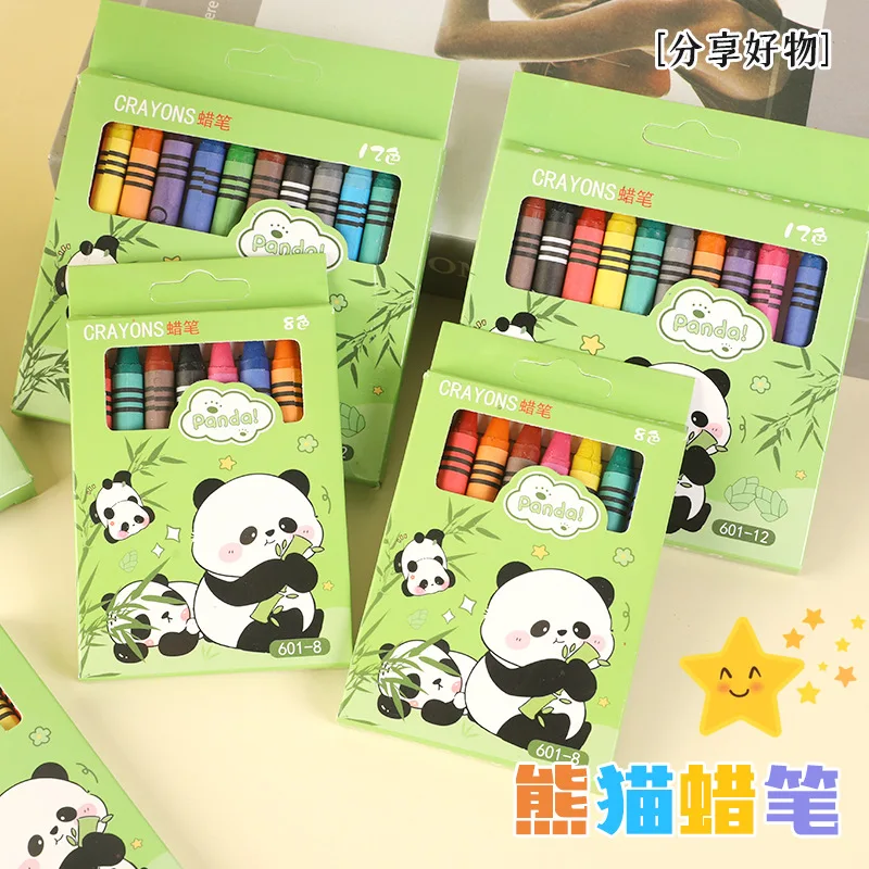 8/12 Colors Cartoon Panda Multi-Color Crayons Creative Gift Students Children Painting Stationery Washable Oil Painting Stick colored crayons oil painting sticks children painting supplies