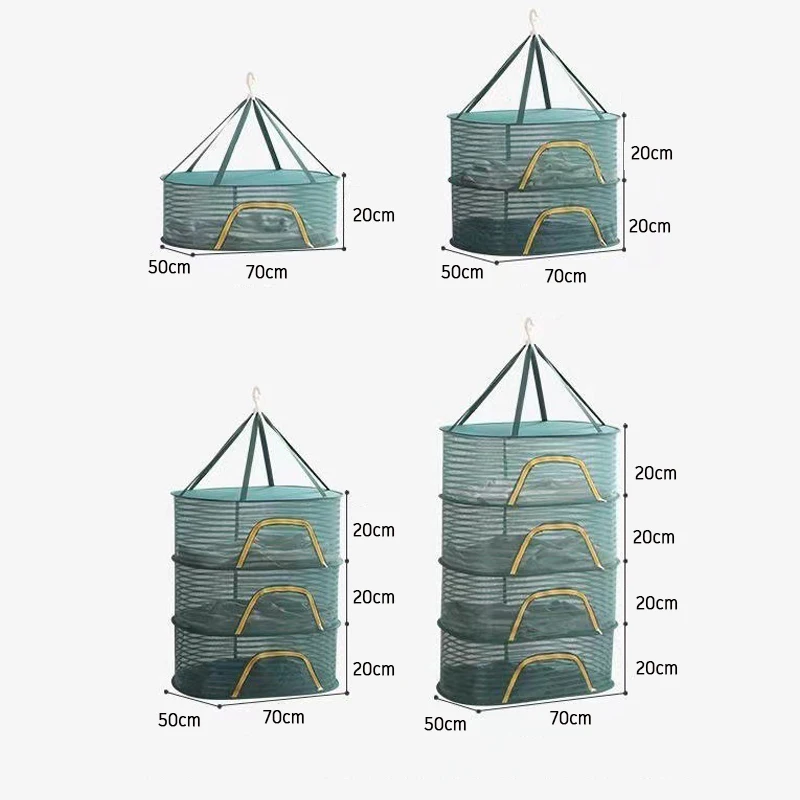 Food Drying Nets Fish Fruit Flowers Zipper Anti-mosquito Windproof Multifunctional Foldable Household Clothes Hanging Basket 6