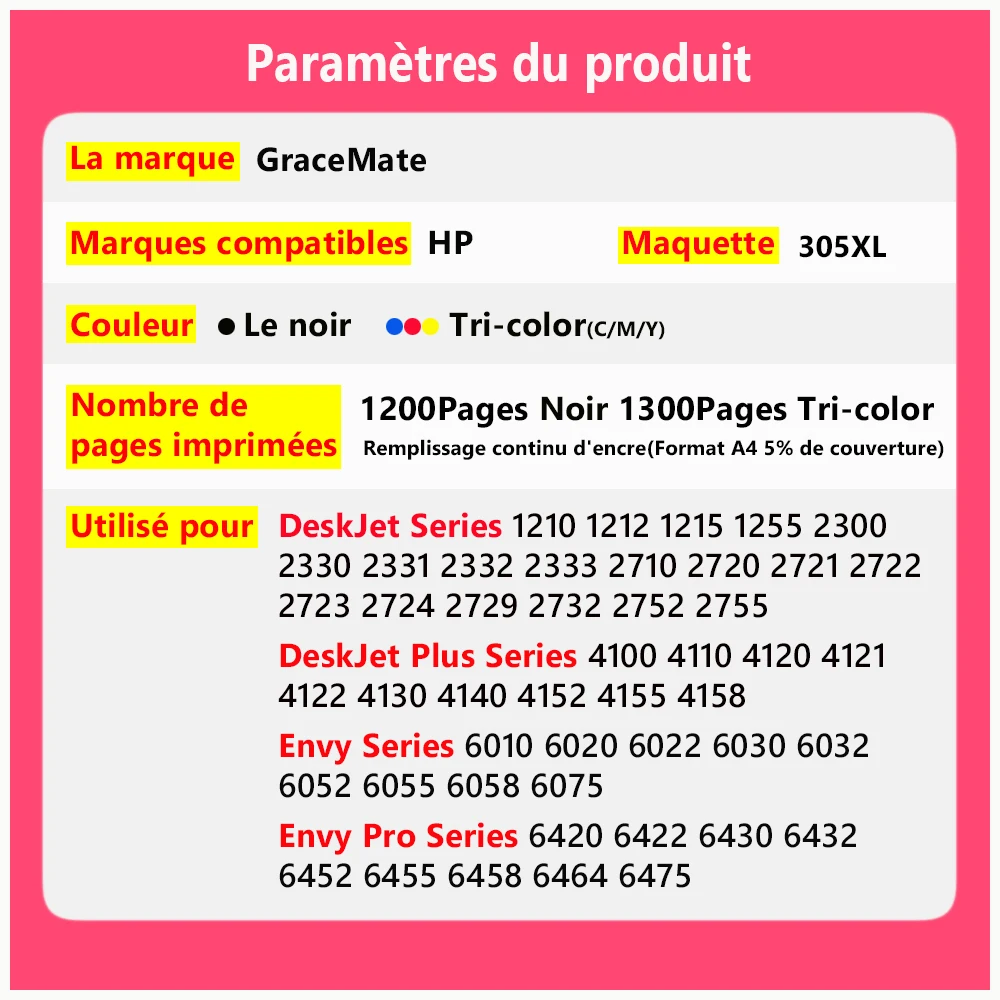 Gracemate – Recharge Pour Cartouches D'encre 305xl, Pour Imprimante Hp 305,  Compatible Avec Deskjet 305, 2700, 2710, 2720, 2721, 2722, 2723, 4110 -  Cartouches D'encre - AliExpress