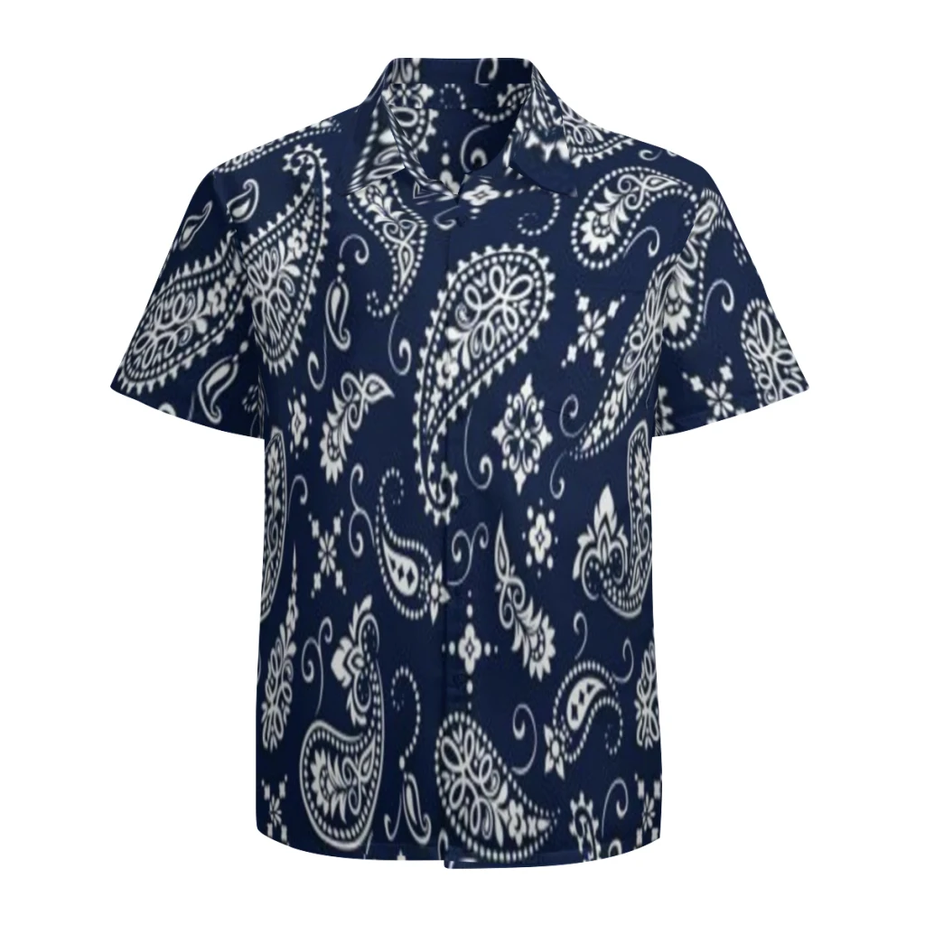 

Boho Maxi Paisley Floral Men's Shirts Short Sleeve Button Down Shirts Casual
