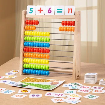 Wooden Counting Toy Abacus Montessori Education Math Toy Children Rainbow Counting Beads Addition Subtraction Operation Learning 1