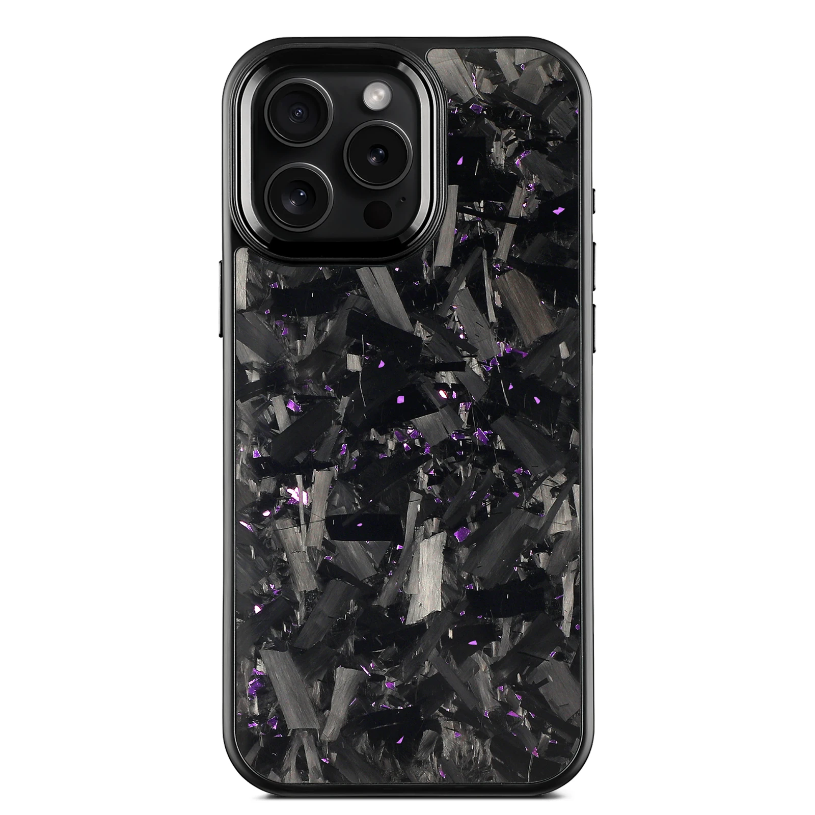 Magnetic Forged Carbon Fiber Phone Case with Metal Lens and Buttons for Car MagSafe Holder Charger
