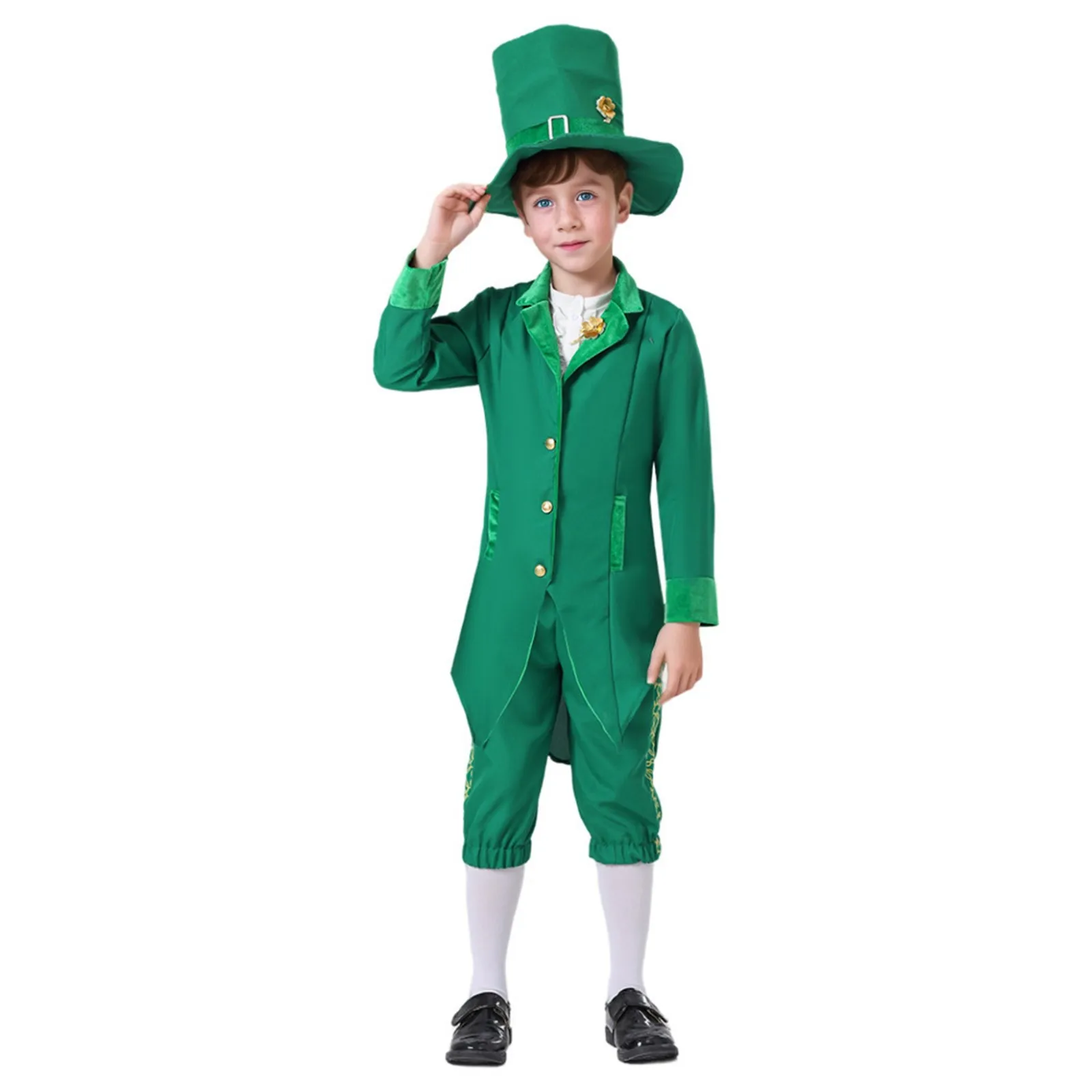 Halloween Irish Leprechaun Family Cosplay Green Suit