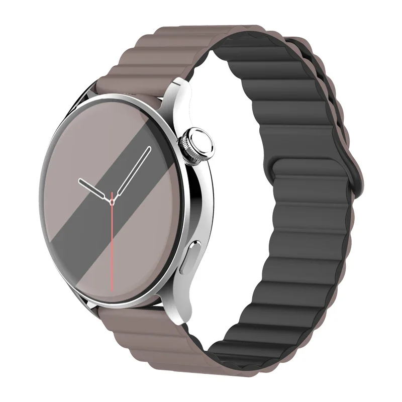 Universal Magnetic Loop Silicone Smartwatch Strap – 20mm/22mm Band with Adjustable Link Bracelet Design