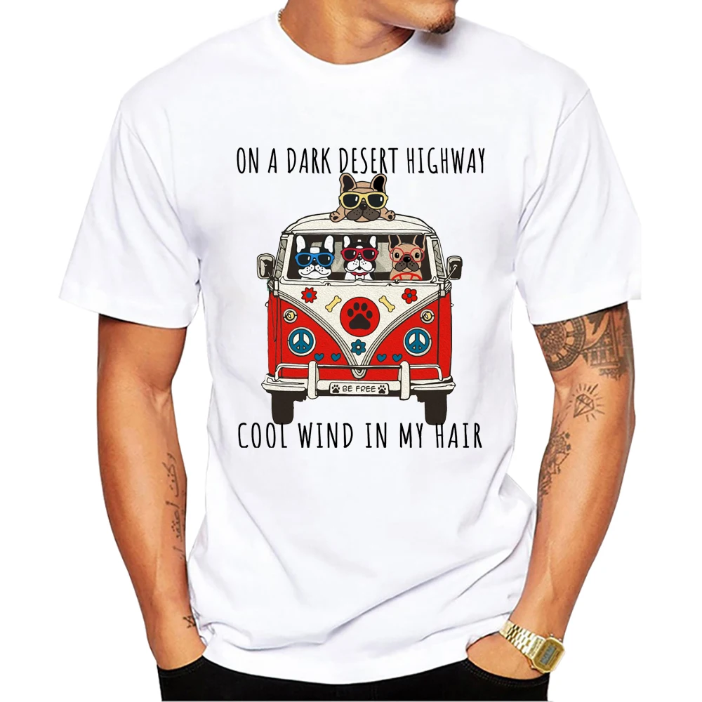 Teehub Französisch Bulldogge Autobahn gedruckt Männer T-Shirt Harajuku Frenchie T-Shirts Kurzarm T-Shirts cool lässig T-Shirt