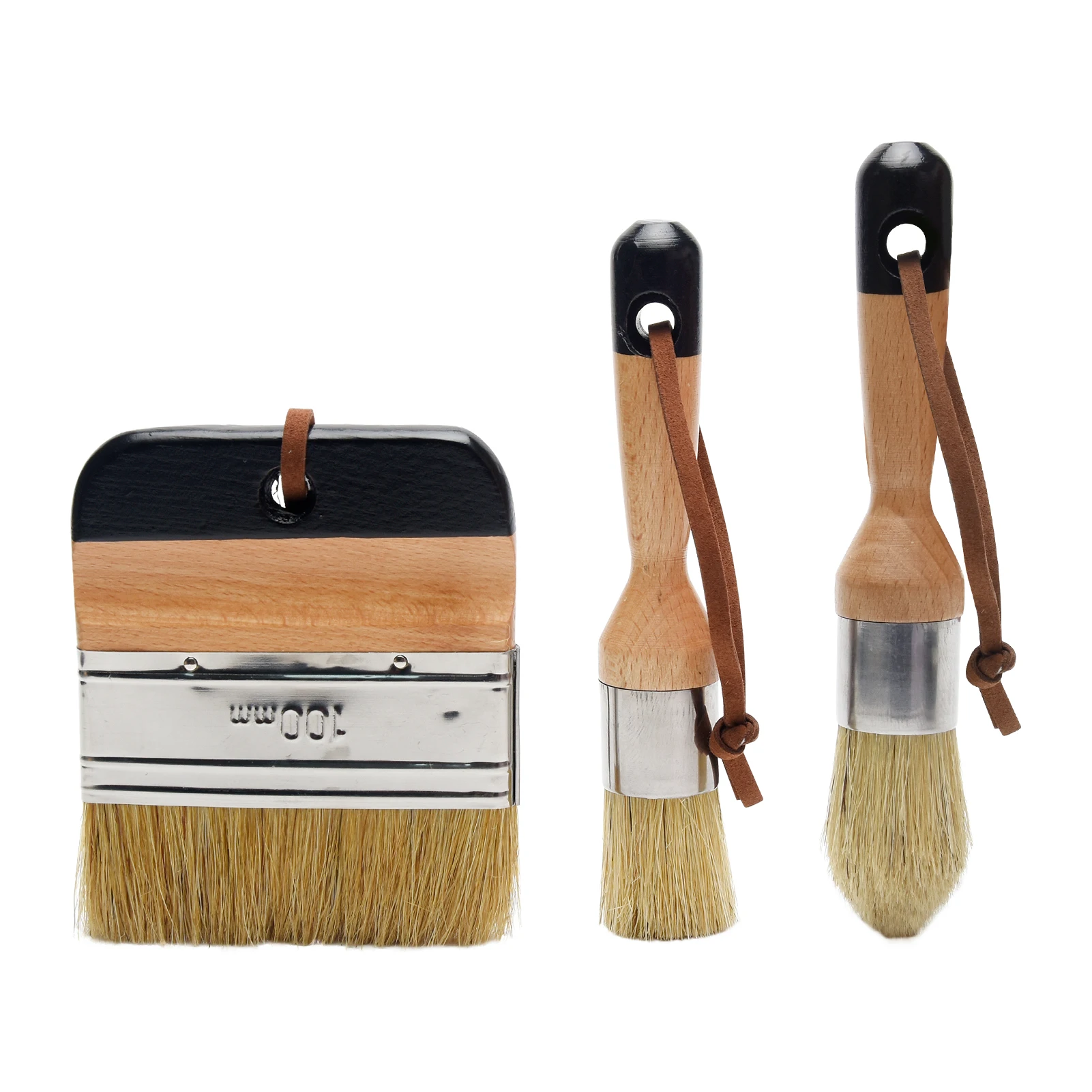 

3pcs Ergonomic Handle DIY Flexible Bristle Home Decor Stencils Waxing Tool Chalk Paint Brush Artist For Furniture Portable