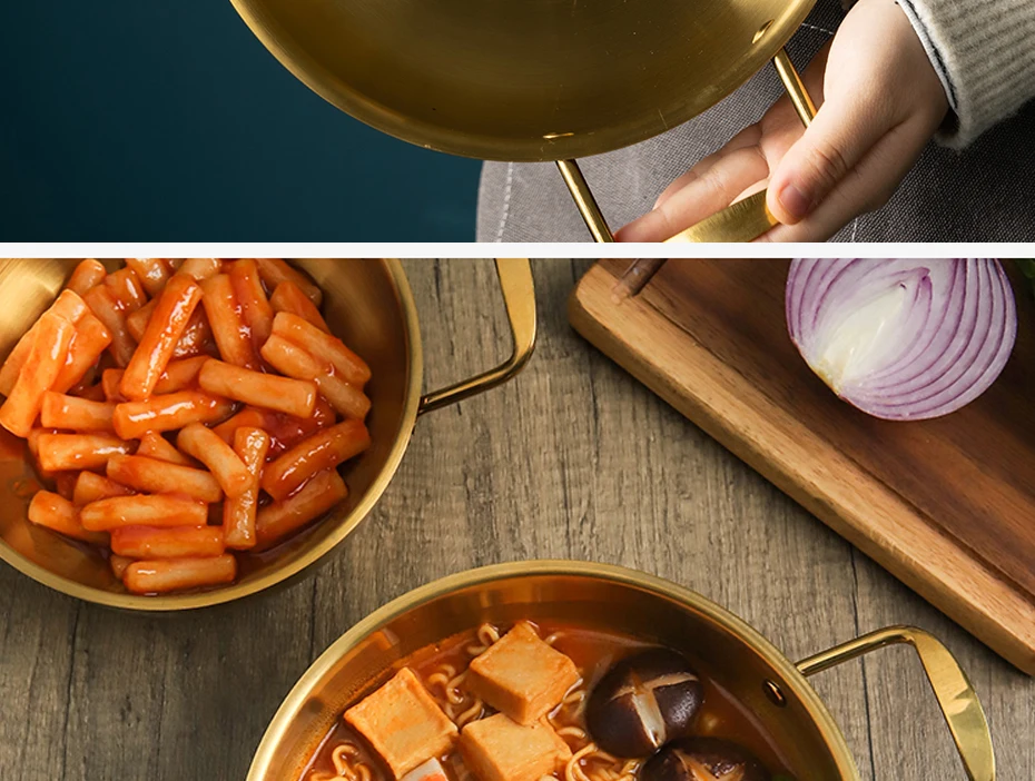 Golden Noodle Pot Korean Style Stainless Steel Soup Pot Gas Induction Pot 20 Cm