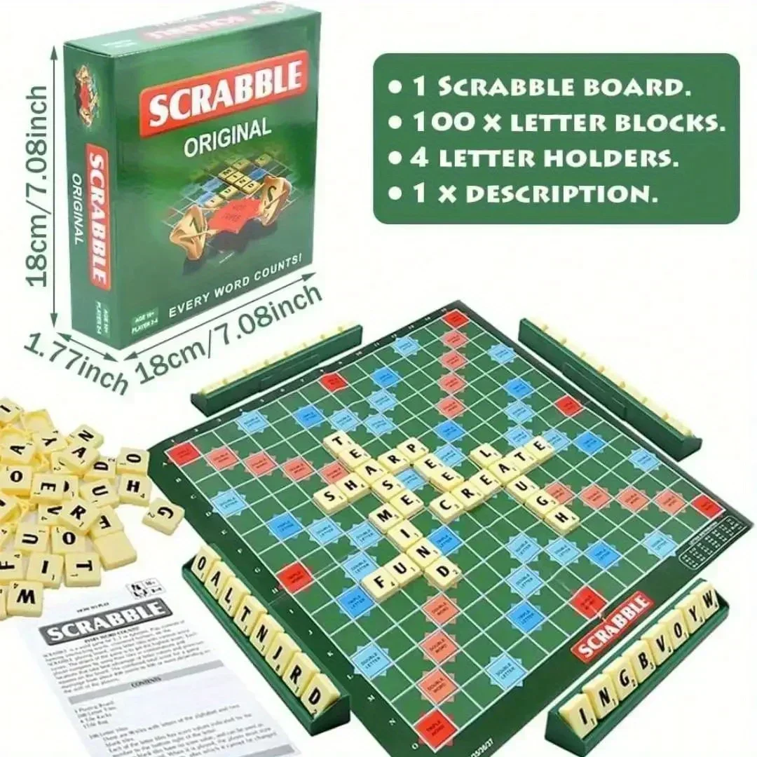 English Scrabble Solitaire Alphabet Chess Jigsaw Board Game 1PCS for 2-4 players