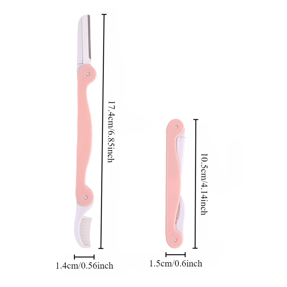 2Pcs Set Eyebrow Trimmers Double Headed Folding With Comb Stainless Steel Eyebrow Scrapers Beauty Tools
