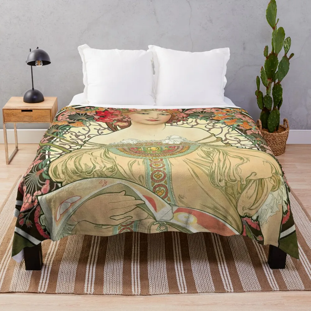 

Devaneio - Alphonse Mucha 1897 Throw Blanket Luxury Thicken Blanket For Sofa Thin sofa bed Flannel Blanket