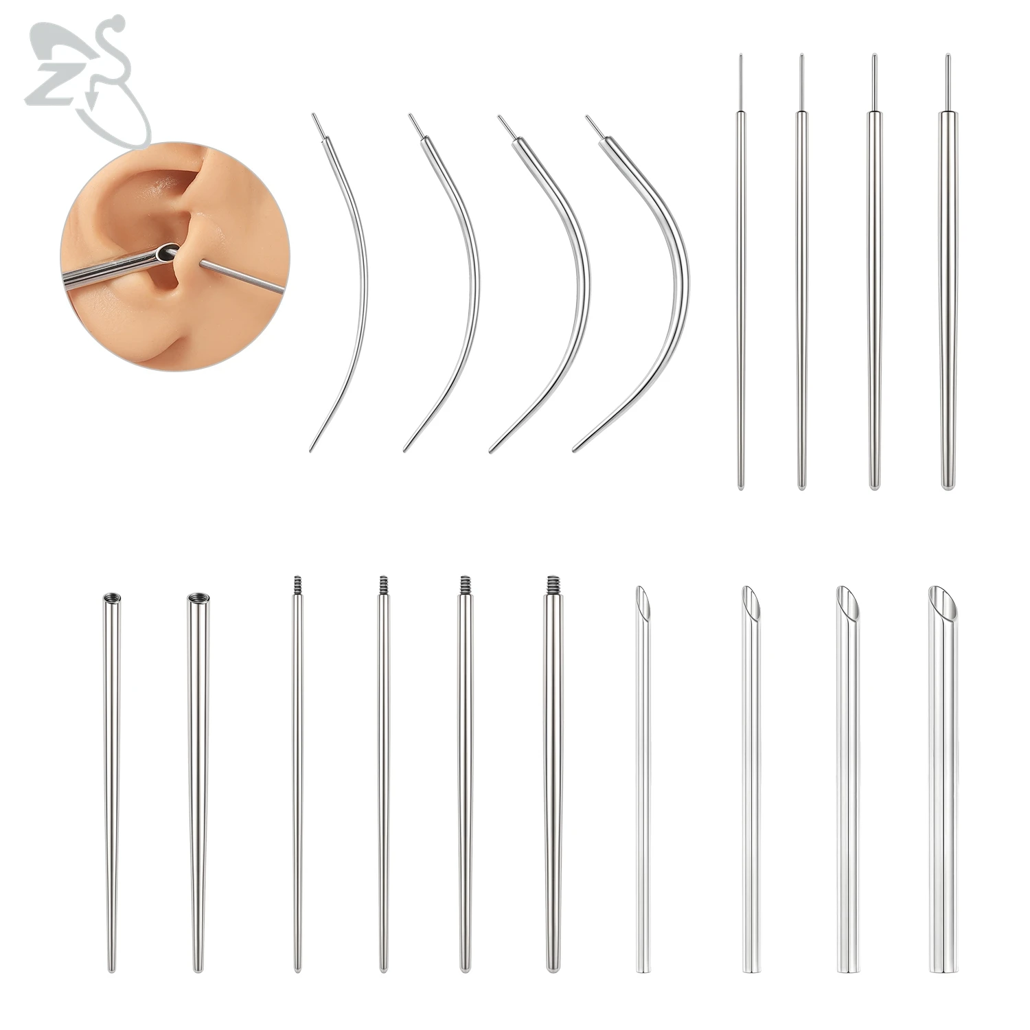 ZS1PC14161820GStainlessSteelThreadlessPiercingToolPiercings