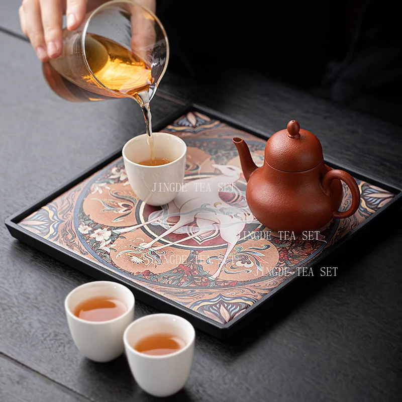 Water Absorbing Tea Tray Household Chinese Style Dry Foam Table Small Water Storage Tea Table Kung Fu Tea Set Tray Teapot Trays