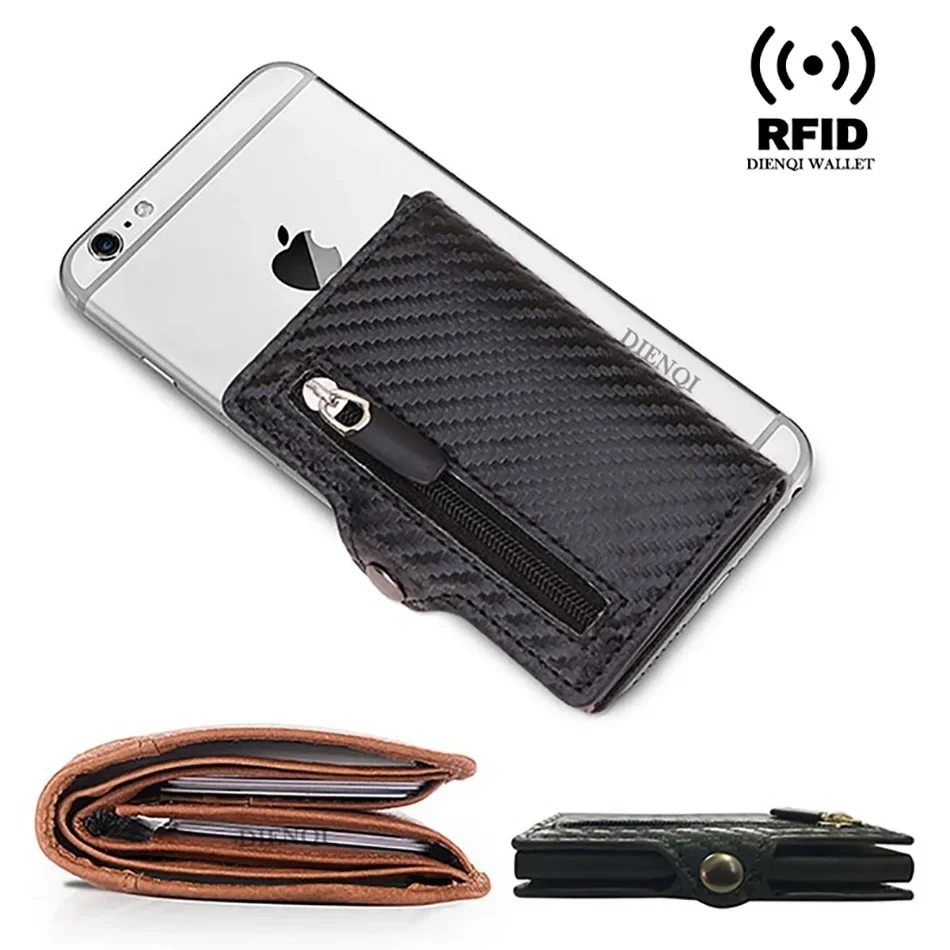 Carbon Fiber Wallet For Men Credit Card Holder RFID Blocking Thin Mini Aluminium Metal Coin Pocket