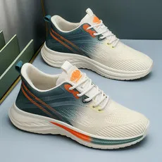 

Spring New Outdoor Mesh Fly Knit Sports Trendy Shoes for Men, Black and Beige