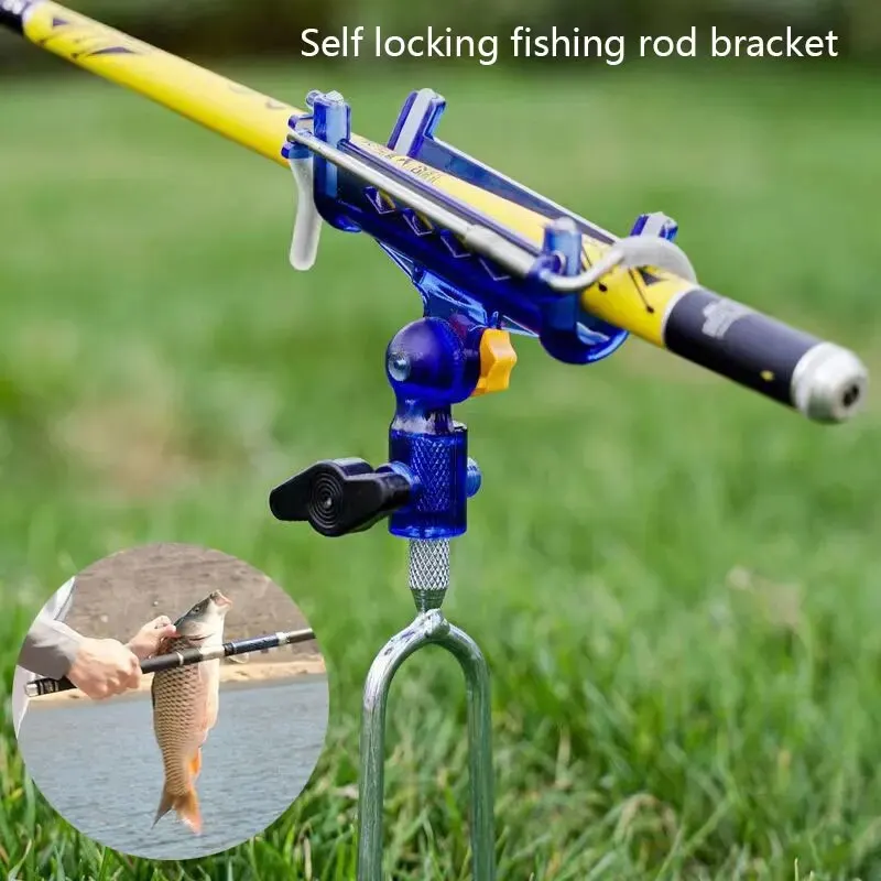 Fishing Rod Bracket 1pc Fishing Rod Ground Insertion Bracket with Rod Drop Lock and Lift Unlock