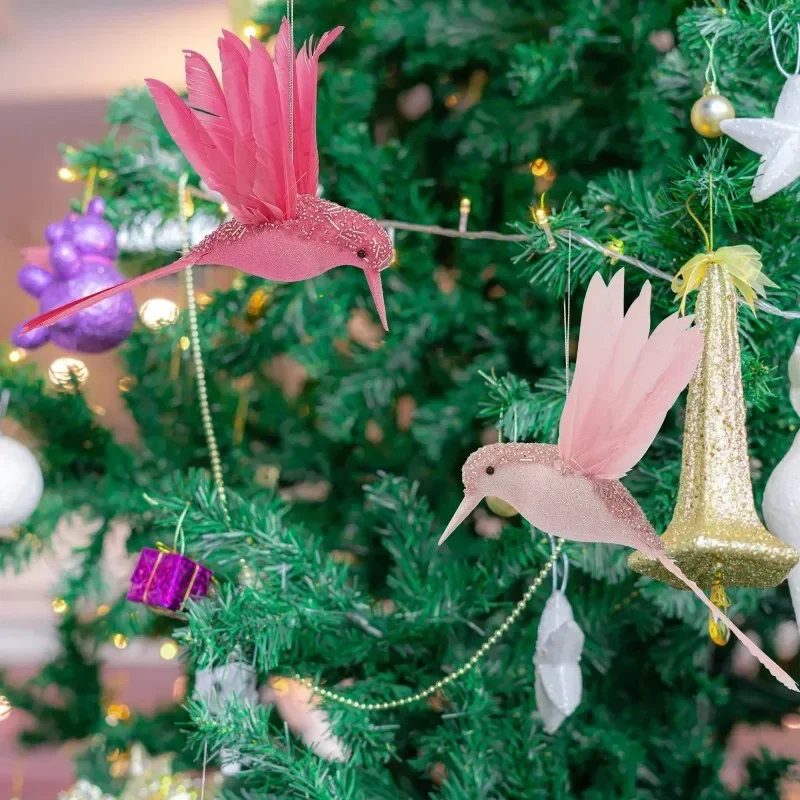 Hummingbird Simulation Bird Fake Foam Animal Simulation Feather Bird Model Artificial Pigeon Bird Shape Christmas Tree Pendant