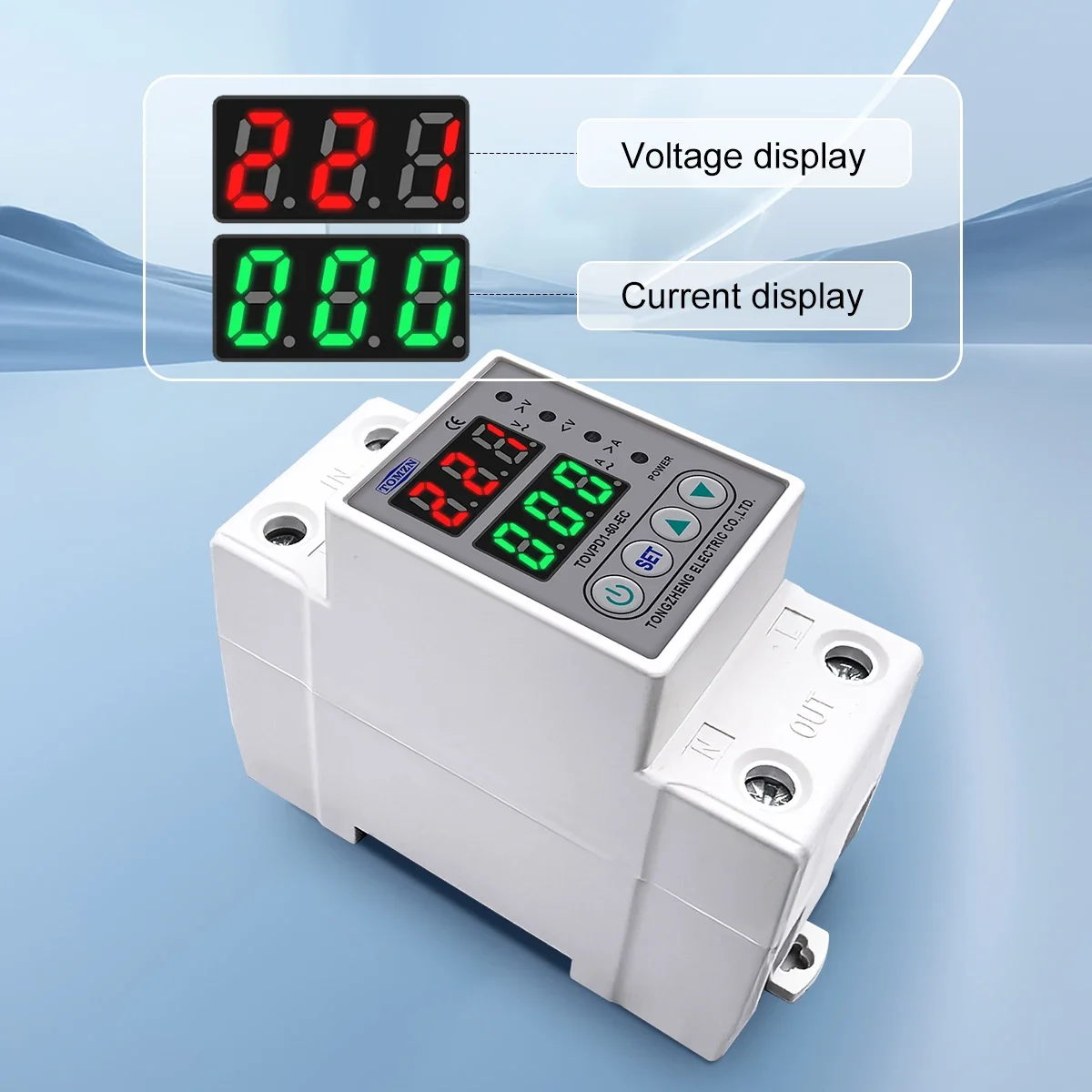 TOMZN DIN Rail 230V Adjustable Over Voltage And Under Voltage Protective Device Protector Relay TOVPD1-63-EC