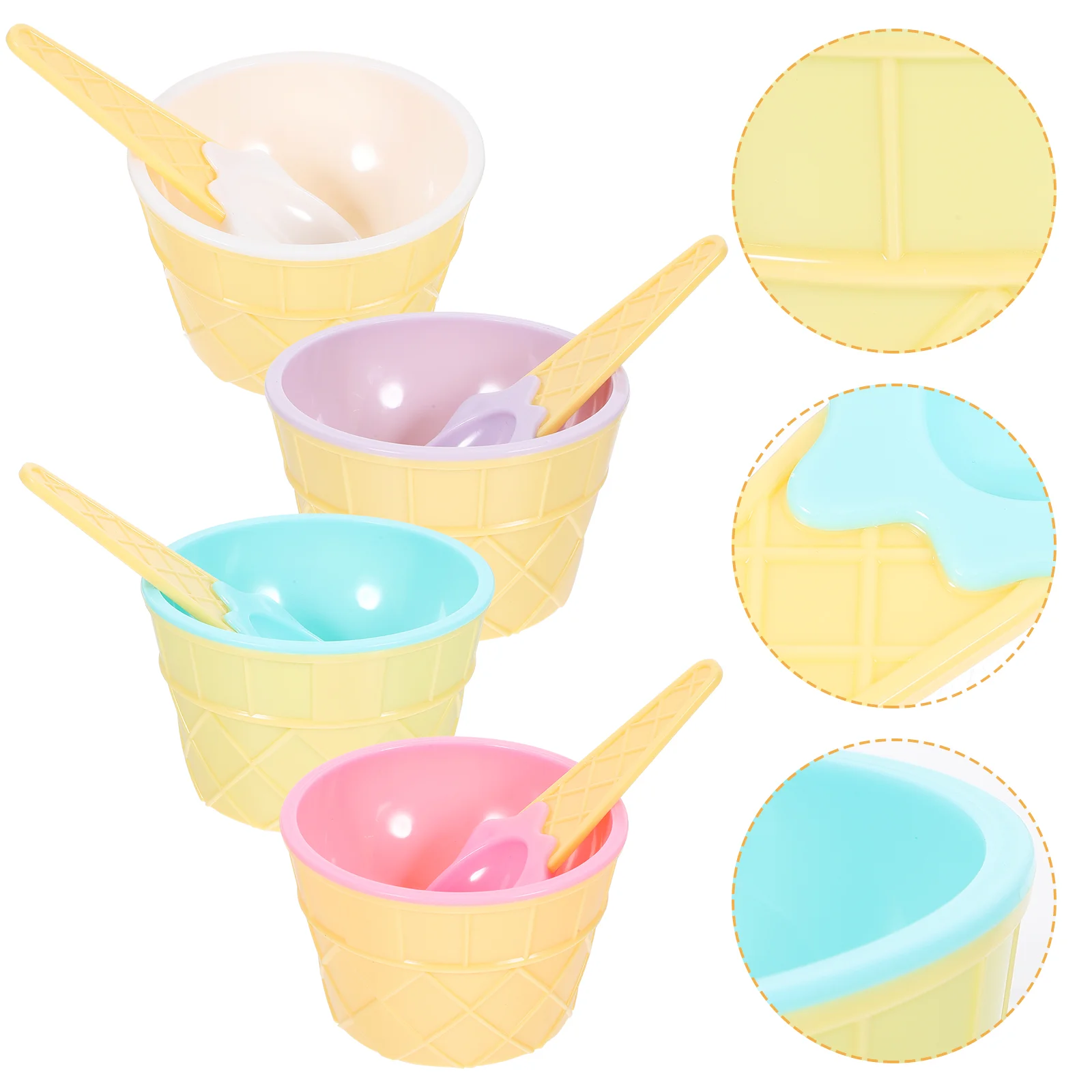 

Ice Cream Bowl Cutlery Set Dessert Holding Cups Kids Cereal Plates Bowls Food Container
