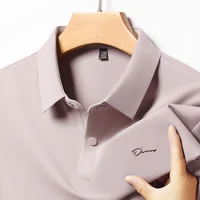 Polo à manches courtes pour hommes, marque haut de gamme, mode d'été, lettre D, décontracté, Business, soie glacée, T-shirt Cool, 2025 3