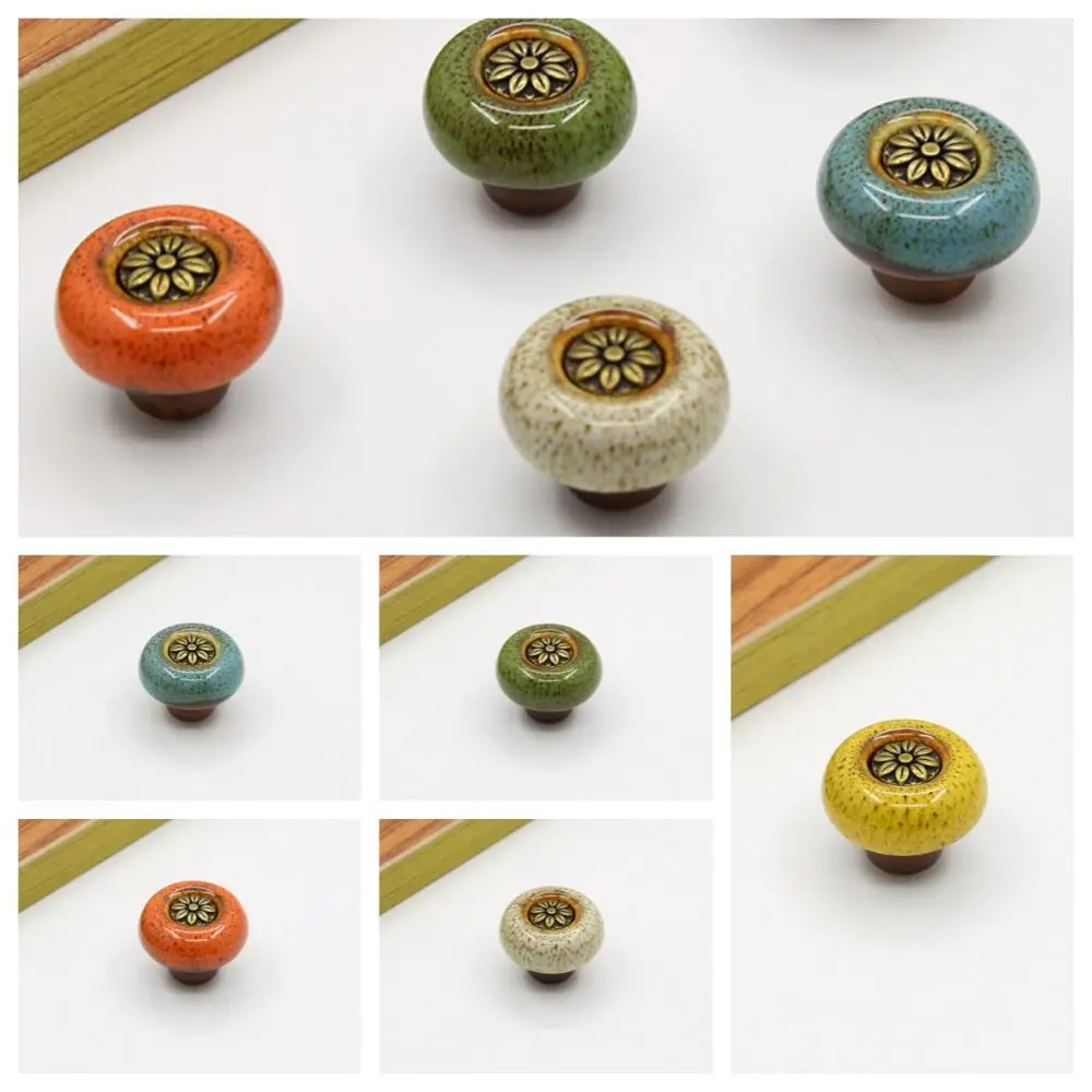 Single hole cabinet knob european style door pull handles zinc alloy vintage drawer knobs shoe cabinet