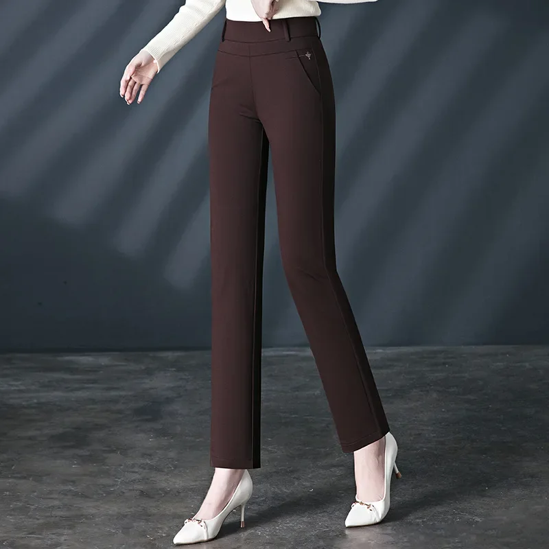 Black Women's High Waist Stretch Suit Pants, Fashion Slim Trousers, Purple Green Brown Pantalones, Asian Size M-6XL 4