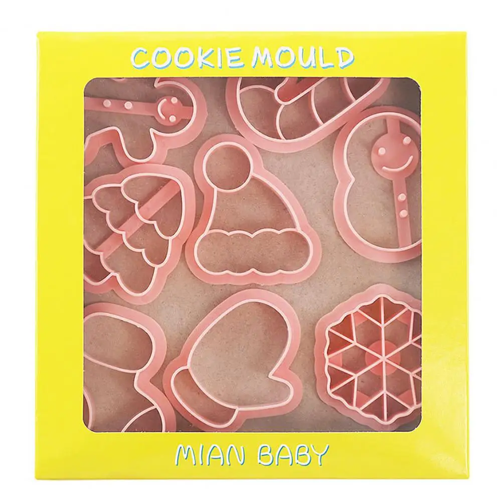 

Sugar Cookie Cutter Set Festive Christmas Cookie Cutters Cartoon Tree Snowflake Santa Shape Molds for Diy Baking 8pcs for Merry