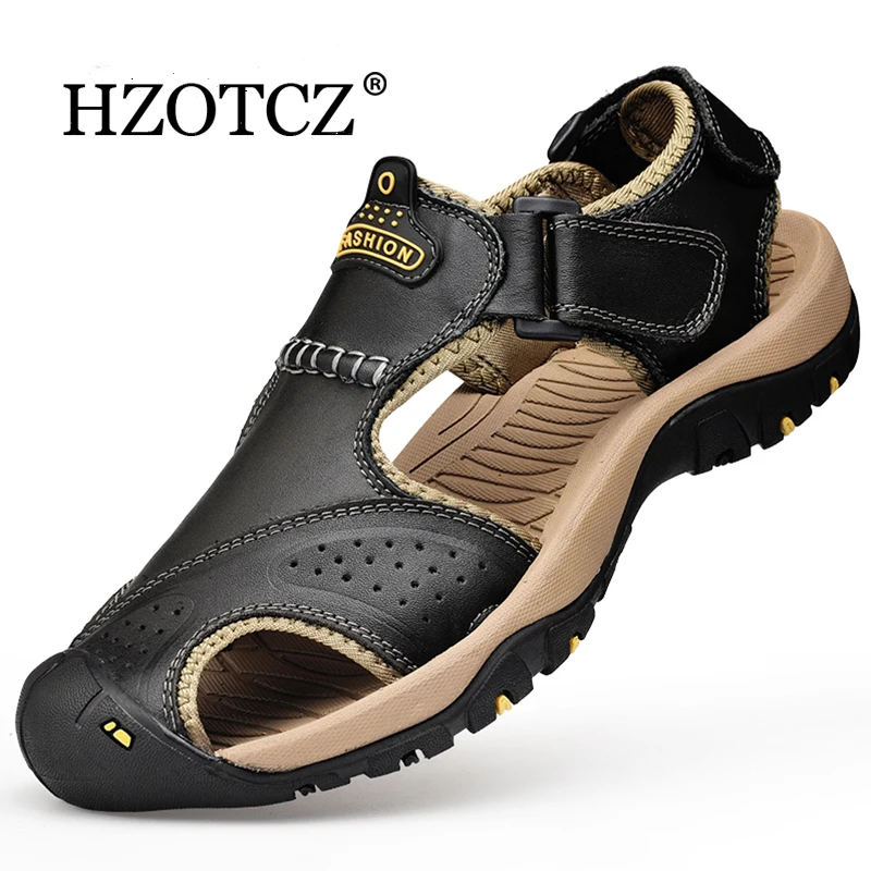 

Classic Men's Sandals Summer Soft Sandals Comfortable Men Shoes Genuine Leather Sandals Big Size Soft Outdoor Men Roman Sandals