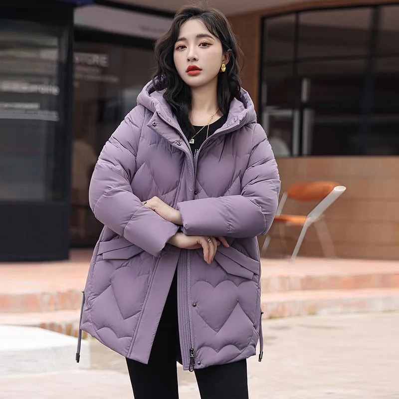 2023 New Women Down Jacket Winter Coat Female Mid Length Version Parkas Loose Thick Warm Outwear Hooded Leisure Time Overcoat