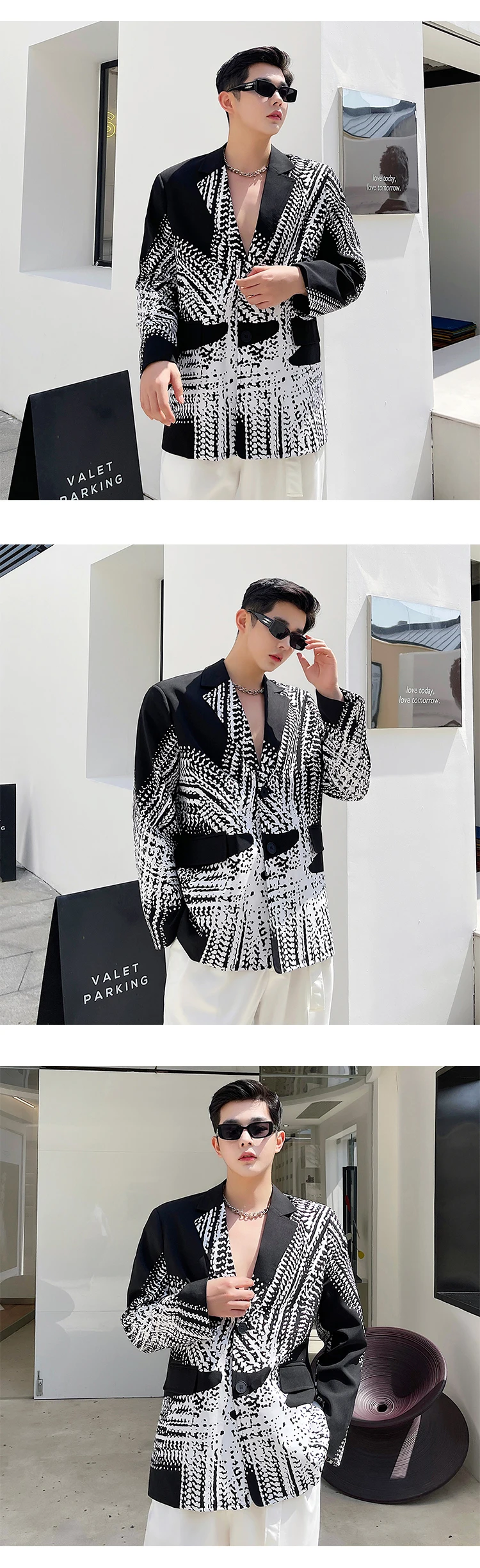 Description Picture 4 of itemLUZHEN Trendy Color Contrast Printed Blazer Coat Men's 2024 Spring High Street Original Personality Suit Korean Clothes LZ3084