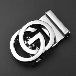 Elegant Gold Chrome Automatic Designer Belt Buckle - Men's Fashion Business Accessory (Silver)