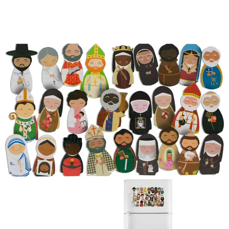

Catholic Saints Magnets Cute Cartoon Catholic Characters Wooden Fridge Magnets Travel Souvenir Home Decor Creative Gift For Kids