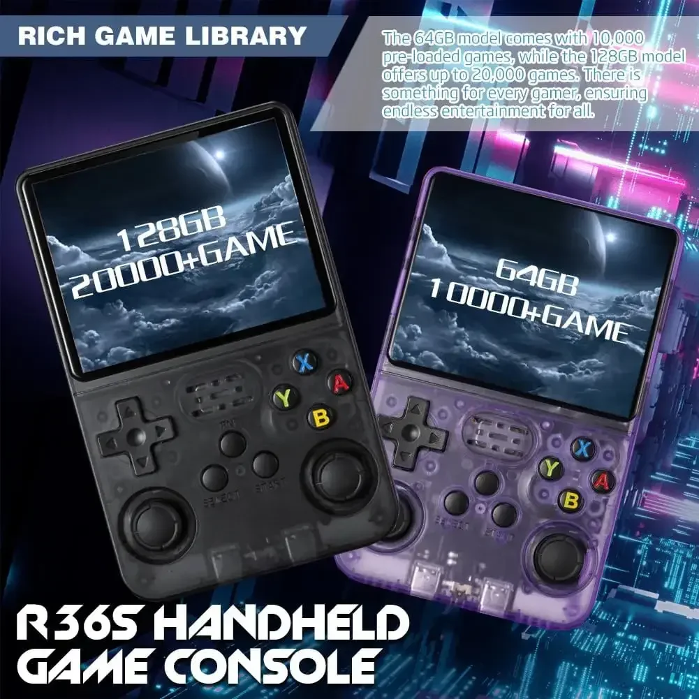 Portable Retro R36S Game Console with ARKOS System, A Classic Emulator Pre Insta