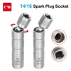 Socket Wrench Magnetic 12 Angle Repairing Removal Tool Thin Wall 3/8" Drive Sockets for 14/16mm Spark Plug 1