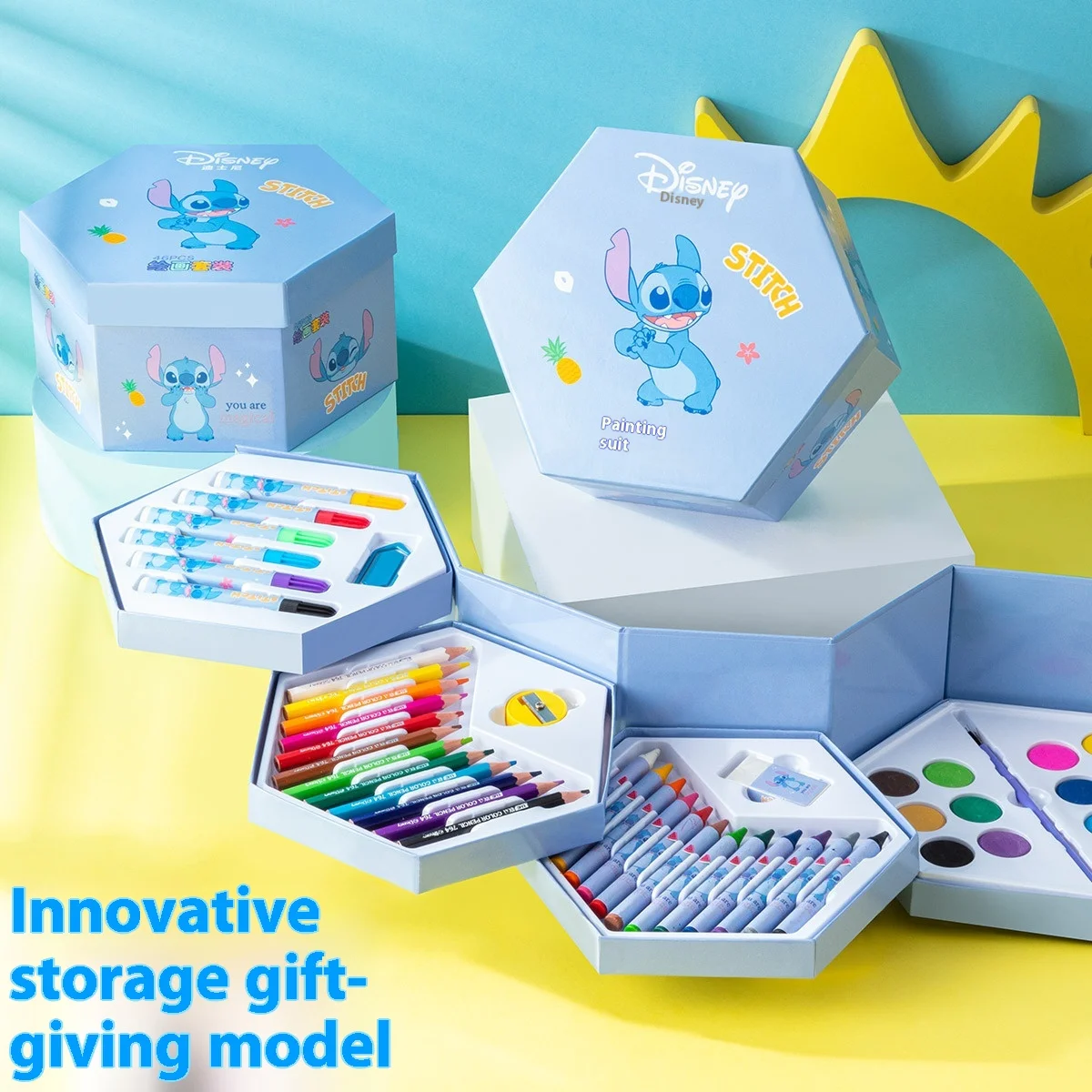 Cartoon Disney Drawing Set Children'S Drawing Watercolor Pencil Lead Crayon Gouache Gift Box Student Children'S Birthday Gift