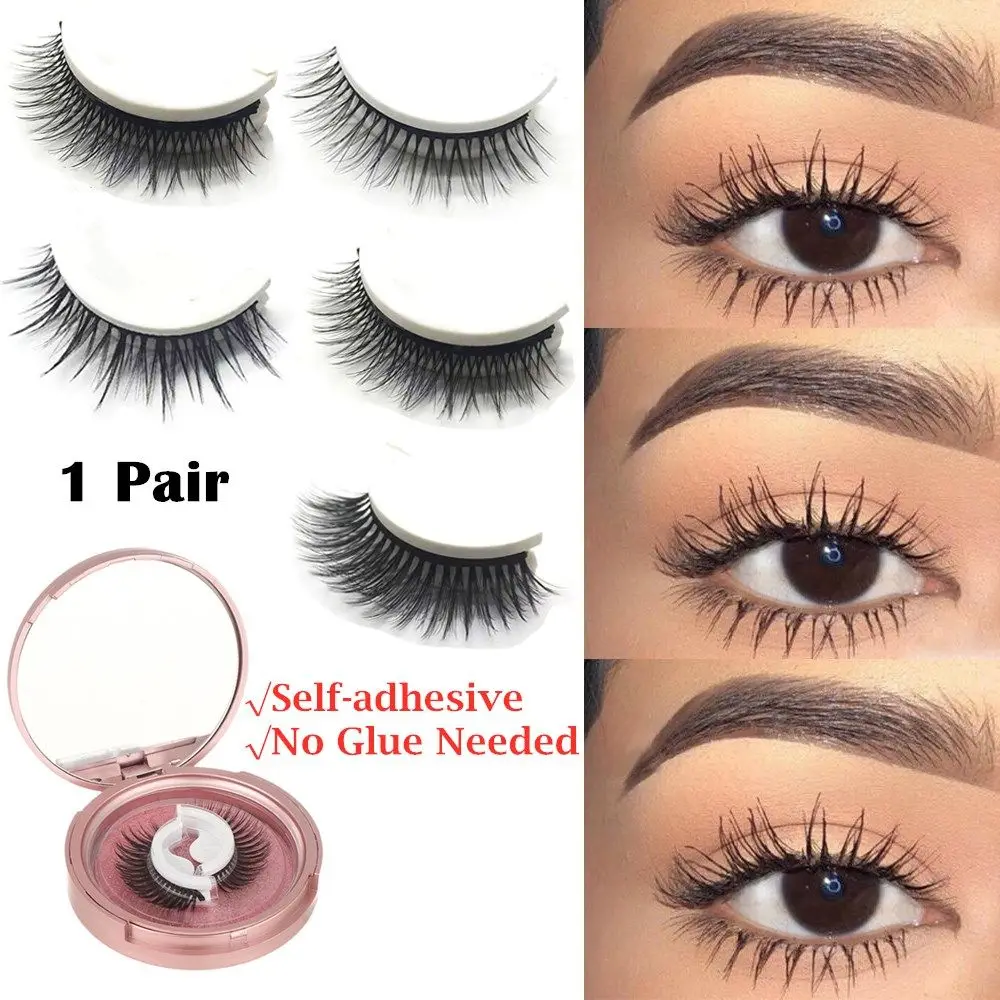 

No Glue Needed Wispy Natural Curly Thick Eye Extension Tools Fake Eyelashes Self-adhesive False Eyelashes 3D Faux Mink