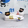 SpongeBob SquarePants white black Low Top Canvas For Men And Women Small White Summer Couple Breathable Board Shoes 1