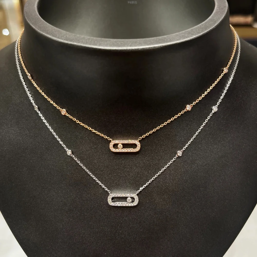 

Круглое ожерелье с инкрустацией из белого золота MOVE UNO, роскошные брендовые ювелирные украшения, подходят для женских праздничных подарков