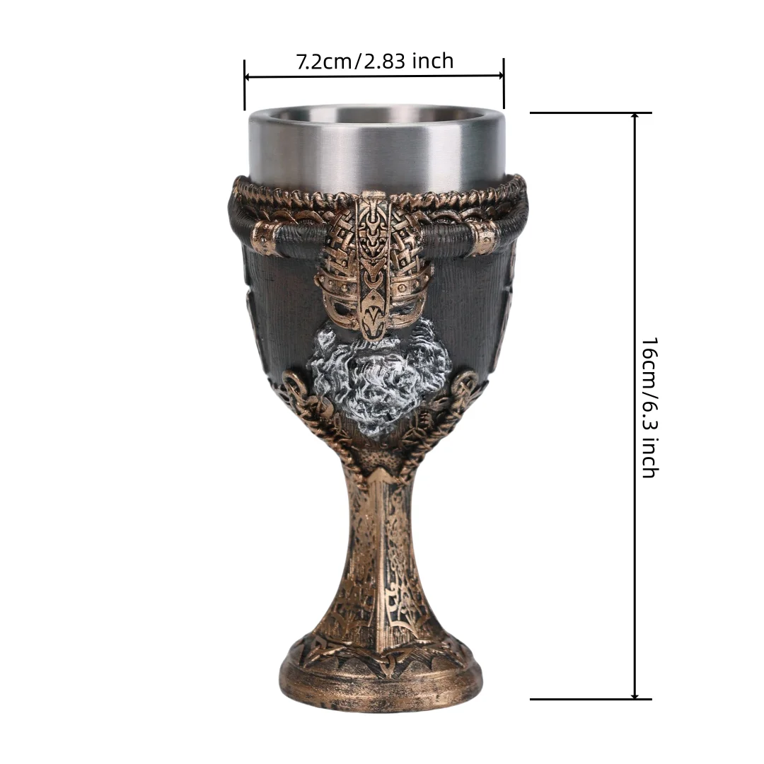 Viking Ship Drakkar Goblet Stainless Steel Insert Wine Glass Retro Skull Chalice Cup Shot Glass