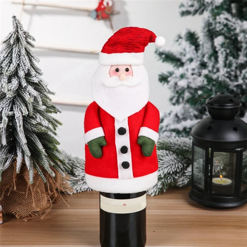 Christmas Wine Bottle Cover Clothing Bottle Dress Santa Wine Bag Wrap For Christmas Holiday Party Table Decor Durable