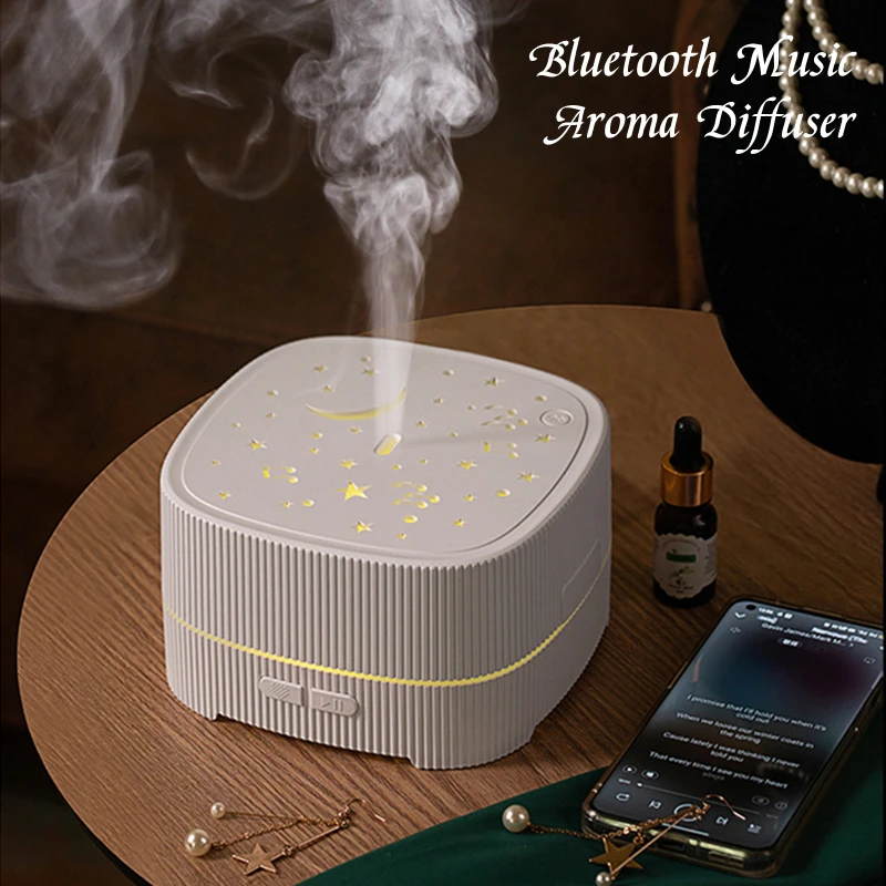 500ml Electric Aroma Diffuser Ultrasonic Air Humidifier with Bluethooth Music Player Home Aromatherapy Essential Oil Diffuser 200ml ultrasonic cool mist air humidifier usb electric aroma essential oil diffuser night light with music aromatherapy diffuser