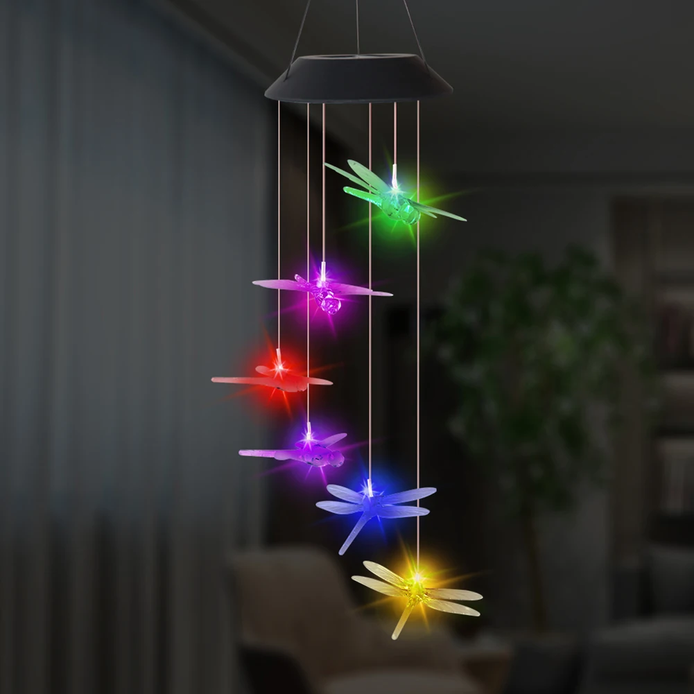 Description Picture 6 of itemSolar Wind Chime Lamps Color Changing Dragonfly Pendant Lights Garden Decoration