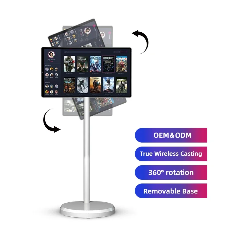Large Size Smart Screen 64Gb 6000Mah Removable Lcd Display 21.5" Portable Tv Display Android 13 Tablet Pc Electronics Smart Tv
