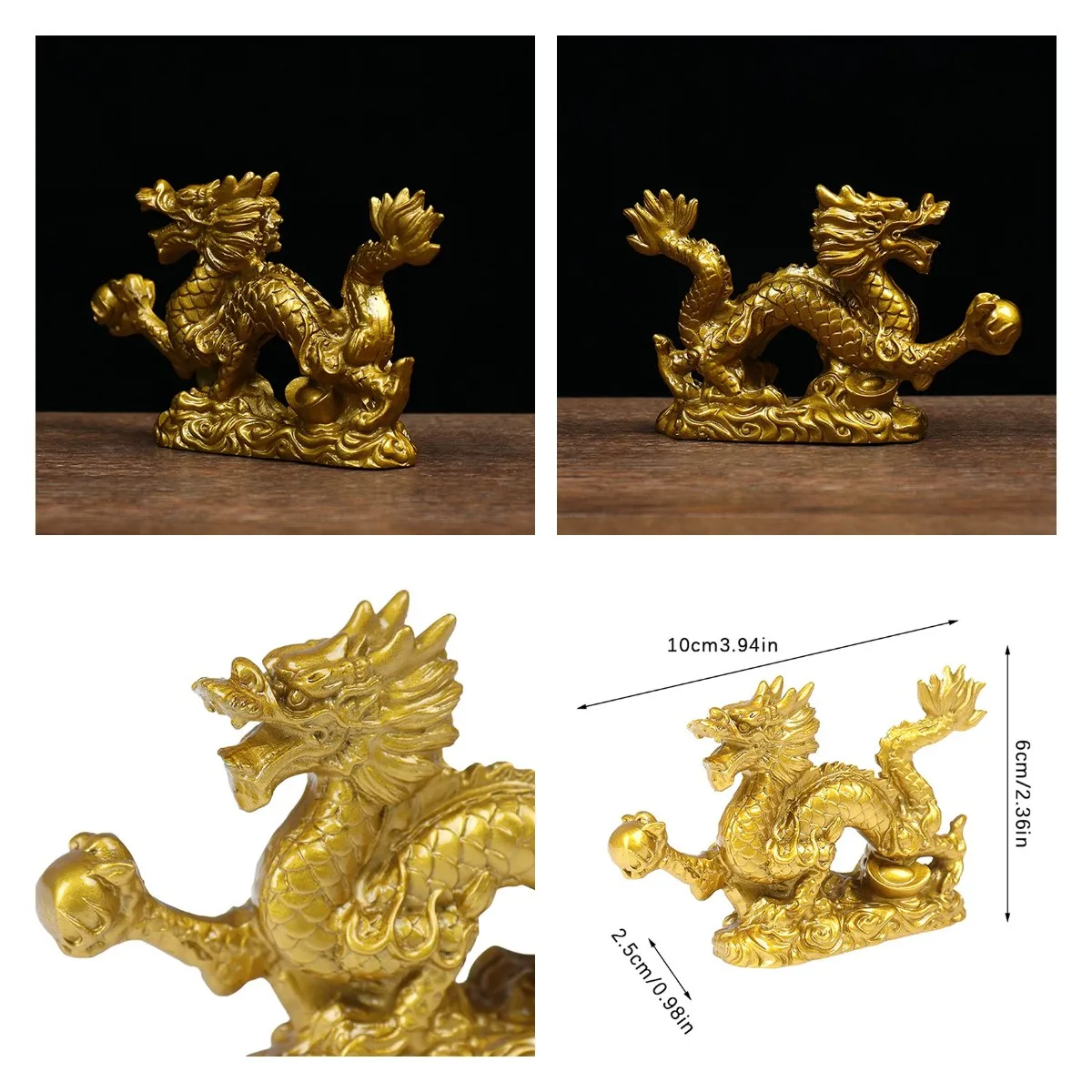 

Good Lucky Dragon Chinese Twelve Zodiac Statue Gold Dragon Statue Animals Sculpture Figurines Desktop Decoration