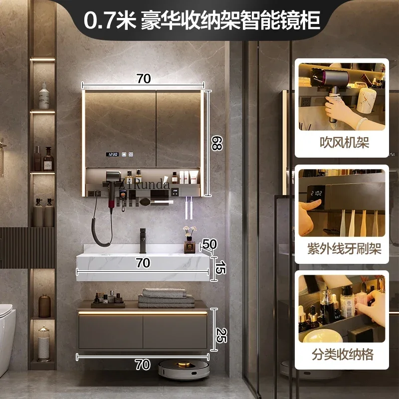 Simplicity Bathroom Cabinet Wall-mounted Design Vanity with Sink Mirror Cabinet Fashion Home Furniture Mobile
